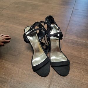 bebe Black Strappy Heels